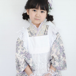 Ribbonエプロン被布《ホワイト》七五三/着物/被布 8枚目の画像