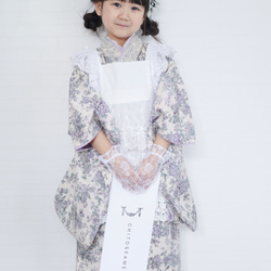 Ribbonエプロン被布《ホワイト》七五三/着物/被布 7枚目の画像