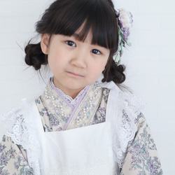 Ribbonエプロン被布《ホワイト》七五三/着物/被布 9枚目の画像