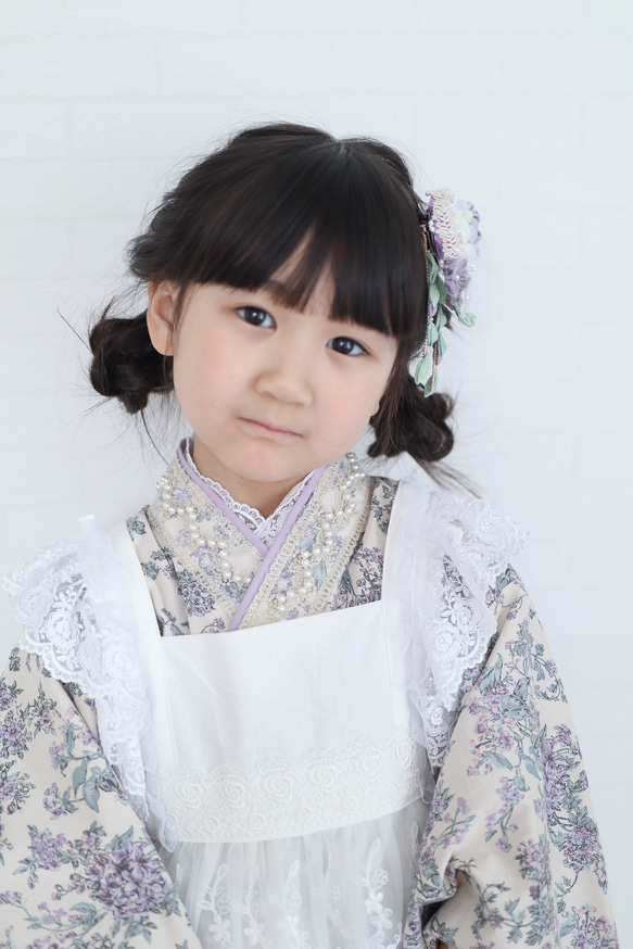 Ribbonエプロン被布《ホワイト》七五三/着物/被布 9枚目の画像