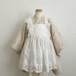 Ribbonエプロン被布《ホワイト》七五三/着物/被布 6枚目の画像