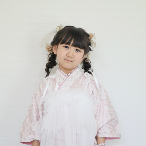 Ribbonチュール被布《ホワイト》七五三/着物/被布 子供服 Coco