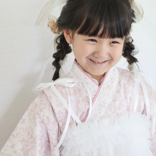 Ribbonチュール被布《ホワイト》七五三/着物/被布 子供服 Coco