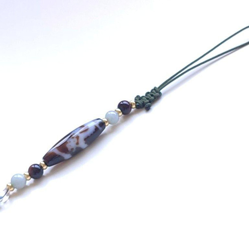 ◇神玉持ち龍神天珠と糸魚川翡翠・タイガーアイ・水晶御守り ストラップ ◇神玉持ち龍神天珠と糸魚川翡翠・タイガーアイ・水晶御守り