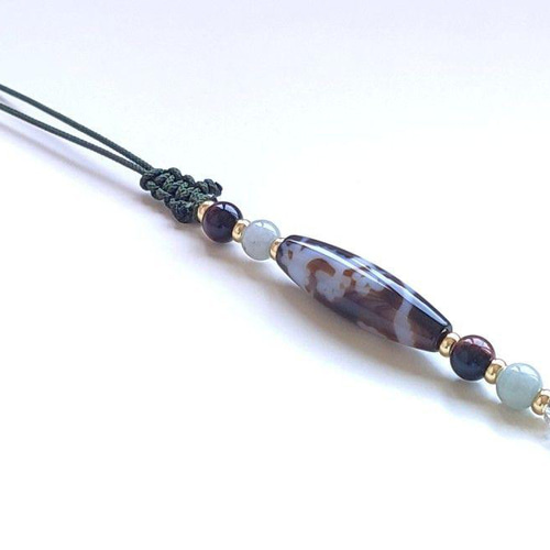 ◇神玉持ち龍神天珠と糸魚川翡翠・タイガーアイ・水晶御守り ストラップ ◇神玉持ち龍神天珠と糸魚川翡翠・タイガーアイ・水晶御守り