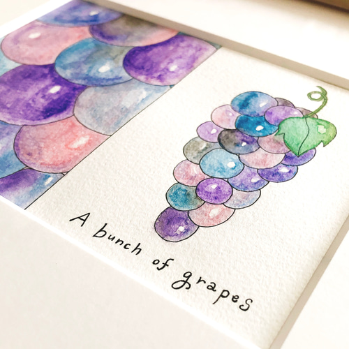 ぶどうの絵（一点ものイラスト原画）（木の額縁付き） イラスト