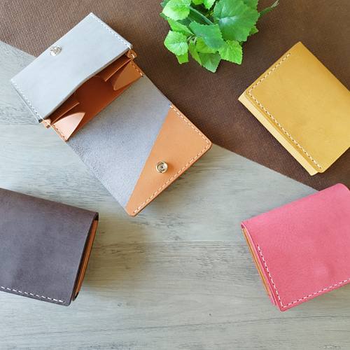 姫路ヌメ革 U型ミニ財布 ハンドメイド 小さい財布 ミニマム財布 2つ折り財布 姫路レザー ミニ財布 財布 二つ折り カードケース 小銭 コイン