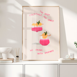 アートポスター 英語カクテルアート 友達と乾杯モチーフ 北欧ミニマルモダン感調 6575 11枚目の画像