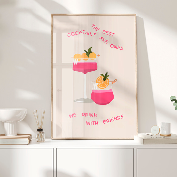 アートポスター 英語カクテルアート 友達と乾杯モチーフ 北欧ミニマルモダン感調 6575 11枚目の画像