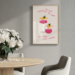 アートポスター 英語カクテルアート 友達と乾杯モチーフ 北欧ミニマルモダン感調 6575 9枚目の画像