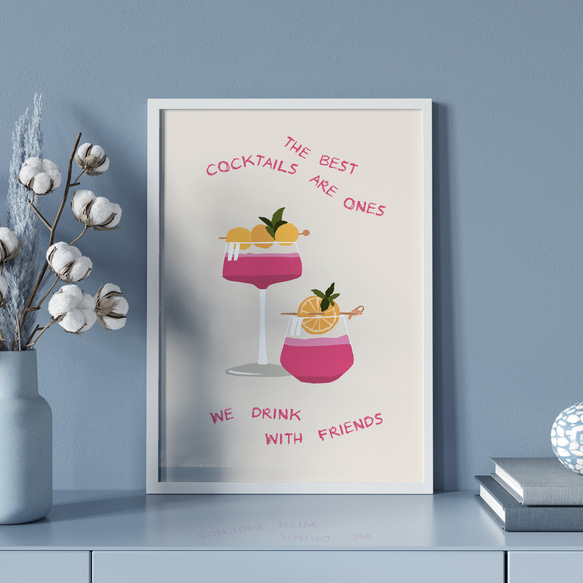 アートポスター 英語カクテルアート 友達と乾杯モチーフ 北欧ミニマルモダン感調 6575 8枚目の画像