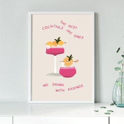 アートポスター 英語カクテルアート 友達と乾杯モチーフ 北欧ミニマルモダン感調 6575 6枚目の画像
