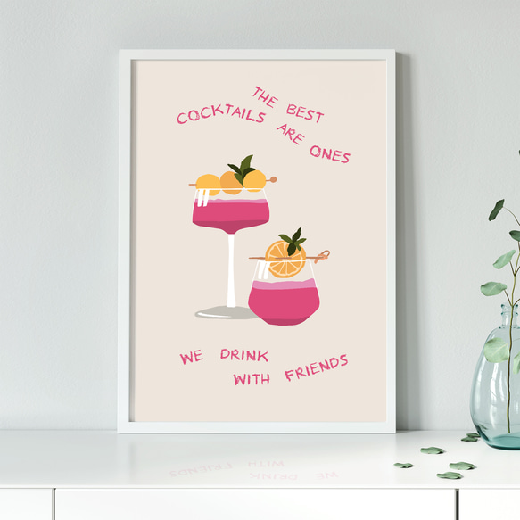 アートポスター 英語カクテルアート 友達と乾杯モチーフ 北欧ミニマルモダン感調 6575 6枚目の画像