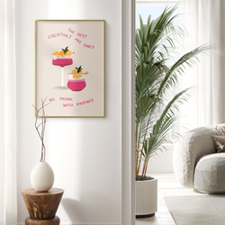 アートポスター 英語カクテルアート 友達と乾杯モチーフ 北欧ミニマルモダン感調 6575 10枚目の画像