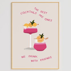 アートポスター 英語カクテルアート 友達と乾杯モチーフ 北欧ミニマルモダン感調 6575 2枚目の画像
