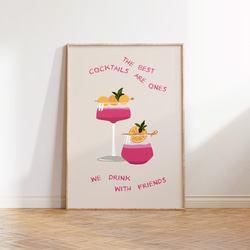 アートポスター 英語カクテルアート 友達と乾杯モチーフ 北欧ミニマルモダン感調 6575 4枚目の画像