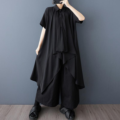 大きいサイズ ドット　トップス　レディース 春夏　 新品 半袖　ロング　シャツ 大きいサイズ ドット トップス レディース 春夏 新品 半袖 ロング