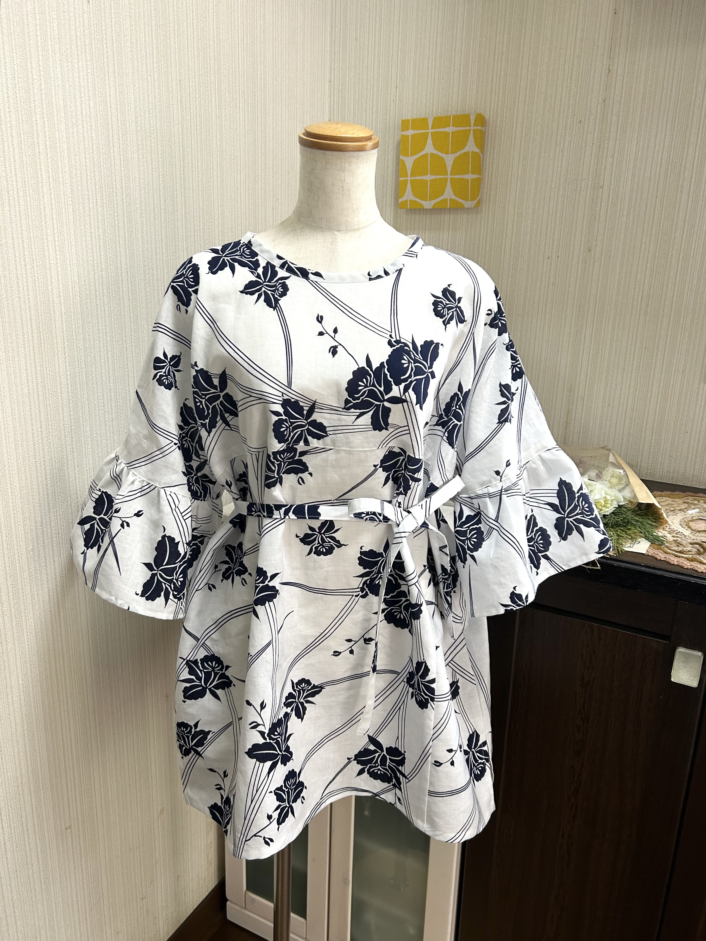 着物リメイクチュニックワンピース