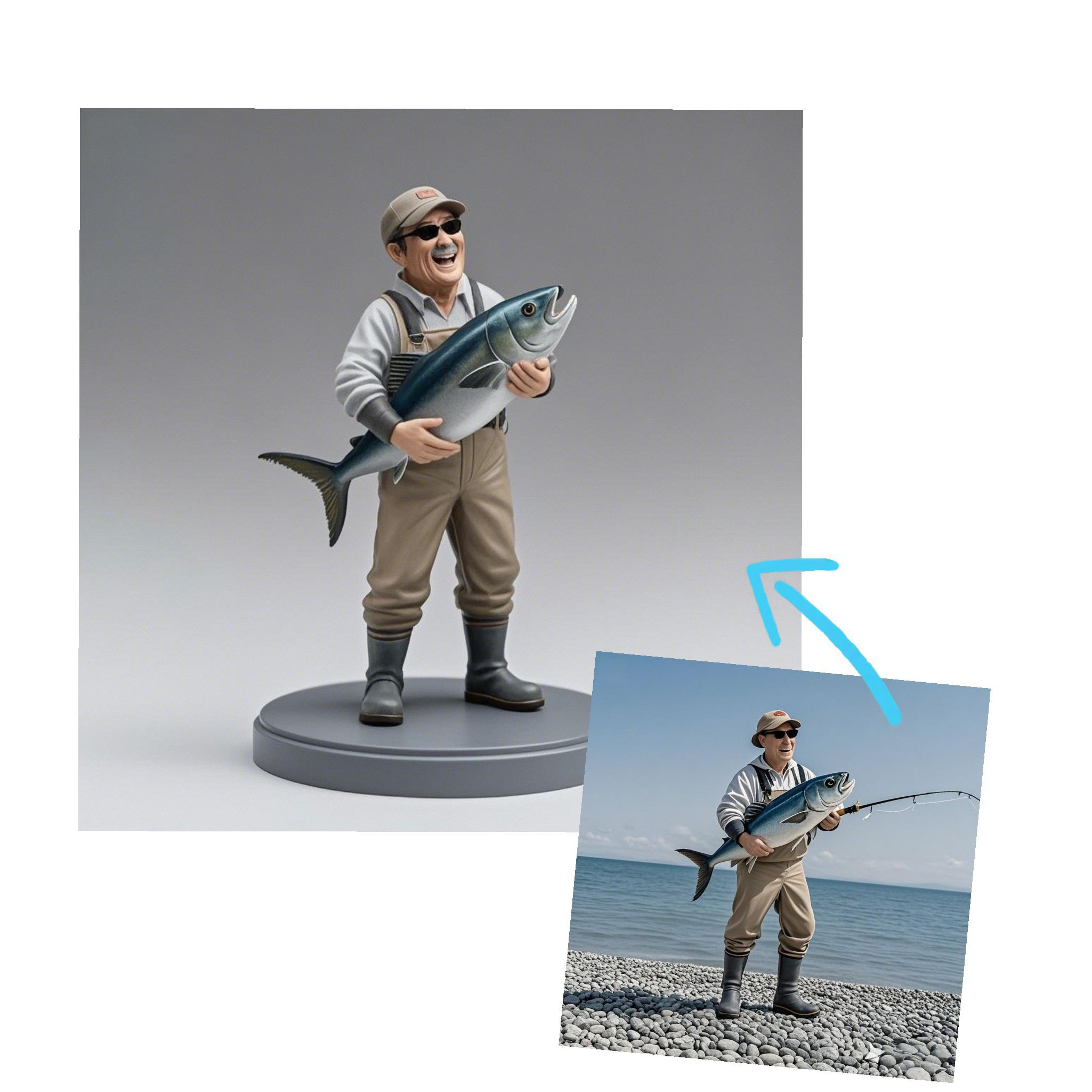写真から作る 釣り 人形 フィギュア プレゼント 釣り好き プレゼント オーダーメイド