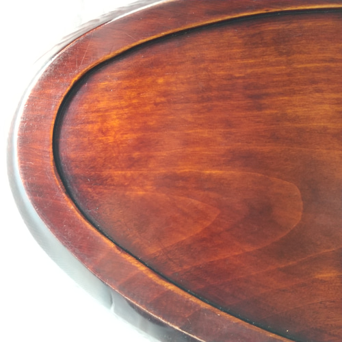 木製楕円形盆 赤色内側 お盆 木製 楕円形 テッセンを彫りこんだ讃岐彫 母の日 お盆・トレイ