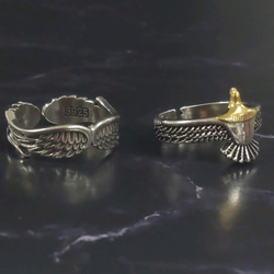 特別価格　silver925 刻印　メキシカンリング　２点セット　メンズ　指輪　フリーサイズ　羽　ワシ　silver　銀 3枚目の画像