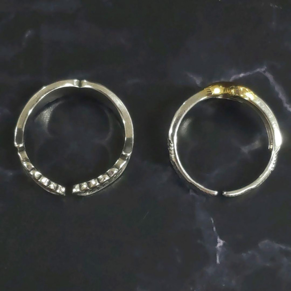特別価格　silver925 刻印　メキシカンリング　２点セット　メンズ　指輪　フリーサイズ　羽　ワシ　silver　銀 5枚目の画像