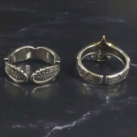 特別価格　silver925 刻印　メキシカンリング　２点セット　メンズ　指輪　フリーサイズ　羽　ワシ　silver　銀 4枚目の画像
