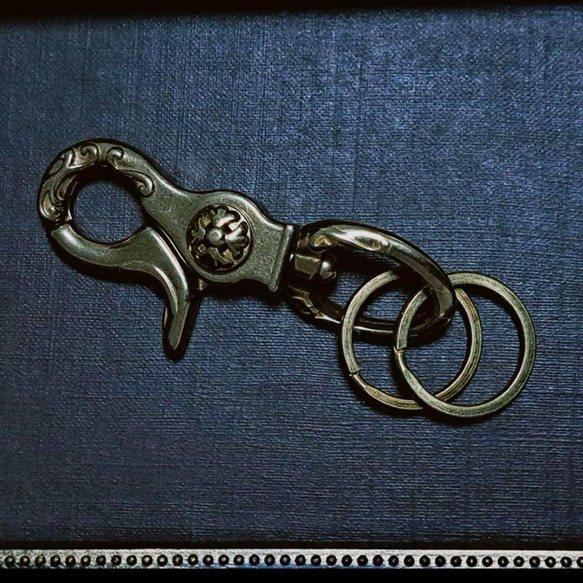 真鍮 カラビナ キーリング キーフック キーホルダー ヴィンテージ ハンドメイド 2枚目の画像