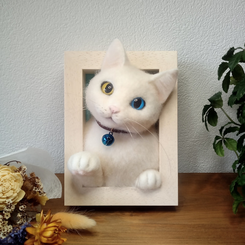 触れ合える ねぇねぇ猫ちゃん】白猫ver.【猫】【羊毛フェルト】 羊毛
