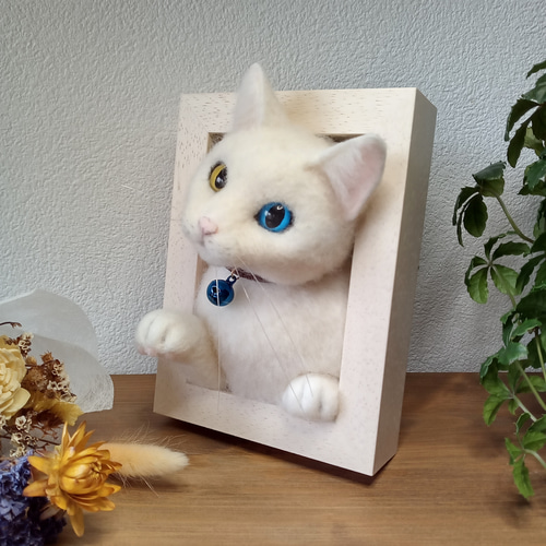 触れ合える ねぇねぇ猫ちゃん】白猫ver.【猫】【羊毛フェルト】 羊毛