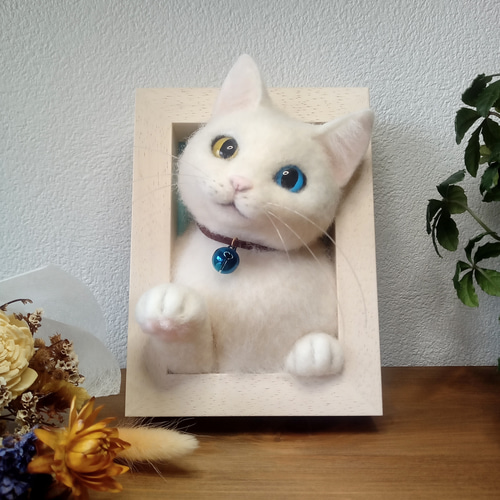 触れ合える ねぇねぇ猫ちゃん】白猫ver.【猫】【羊毛フェルト】 羊毛