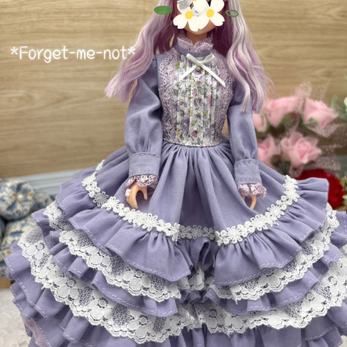 花々のささやき乙女のラベンダー〜ドレスセット☆27cmドール☆一点物