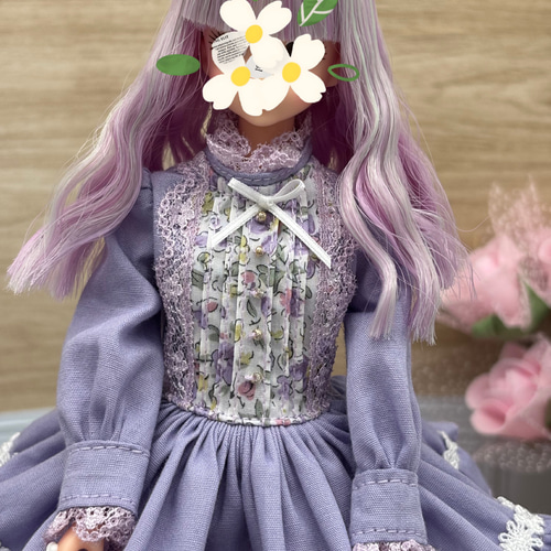 花々のささやき乙女のラベンダー〜ドレスセット☆27cmドール☆一点物