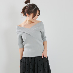 【全３色】気分で着こなしをチェンジ♪ カシュクールオフショル２wayリブニット 25016 14枚目の画像