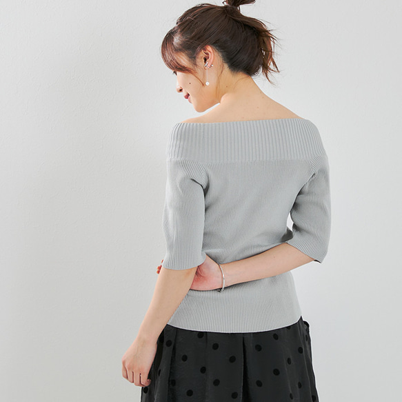 【全３色】気分で着こなしをチェンジ♪ カシュクールオフショル２wayリブニット 25016 15枚目の画像