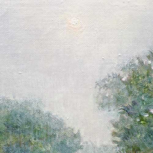 一点物】『 霧の中の分岐点 』油絵 F3号 油彩 油画 絵画