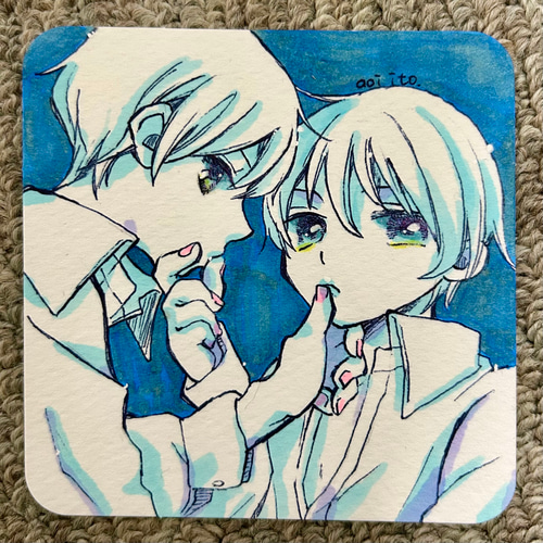 専用　手描きイラスト　オリジナル　和装男子　ドローイング 手描きイラスト：原画 創作双子 オリジナル ドローイング7 イラスト