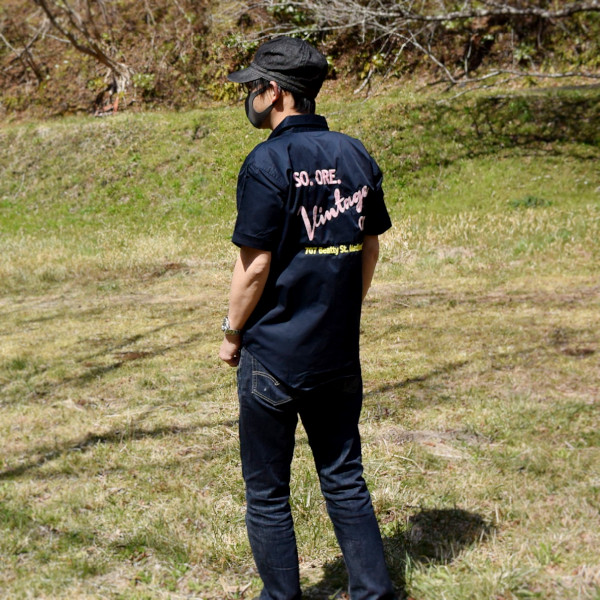 刺繍 ツイル ワークシャツ 半袖 Vintage CO. W-25002 ネイビー 8,687円