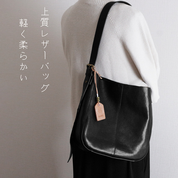身軽シンプルな牛革ショルダーバッグ斜め掛け収納バッグ出会い　大容量カジュアルバッグ　ポーチ袋付き　男女兼用 10枚目の画像
