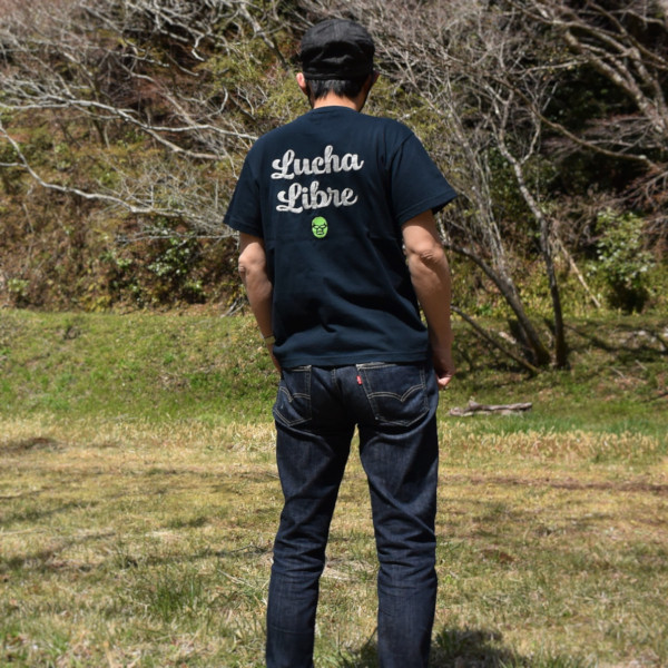 半袖Ｔシャツ 刺繍 綿 コットン "Lucha Libre" W-25005 ネイビー