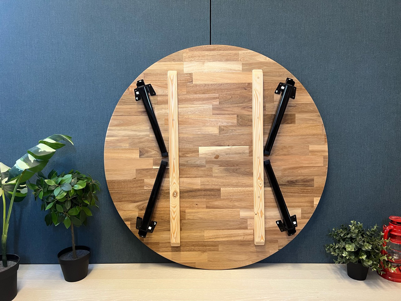 【送料無料】 ローテーブル 丸形 90cm アカシア 折りたたみ脚 改