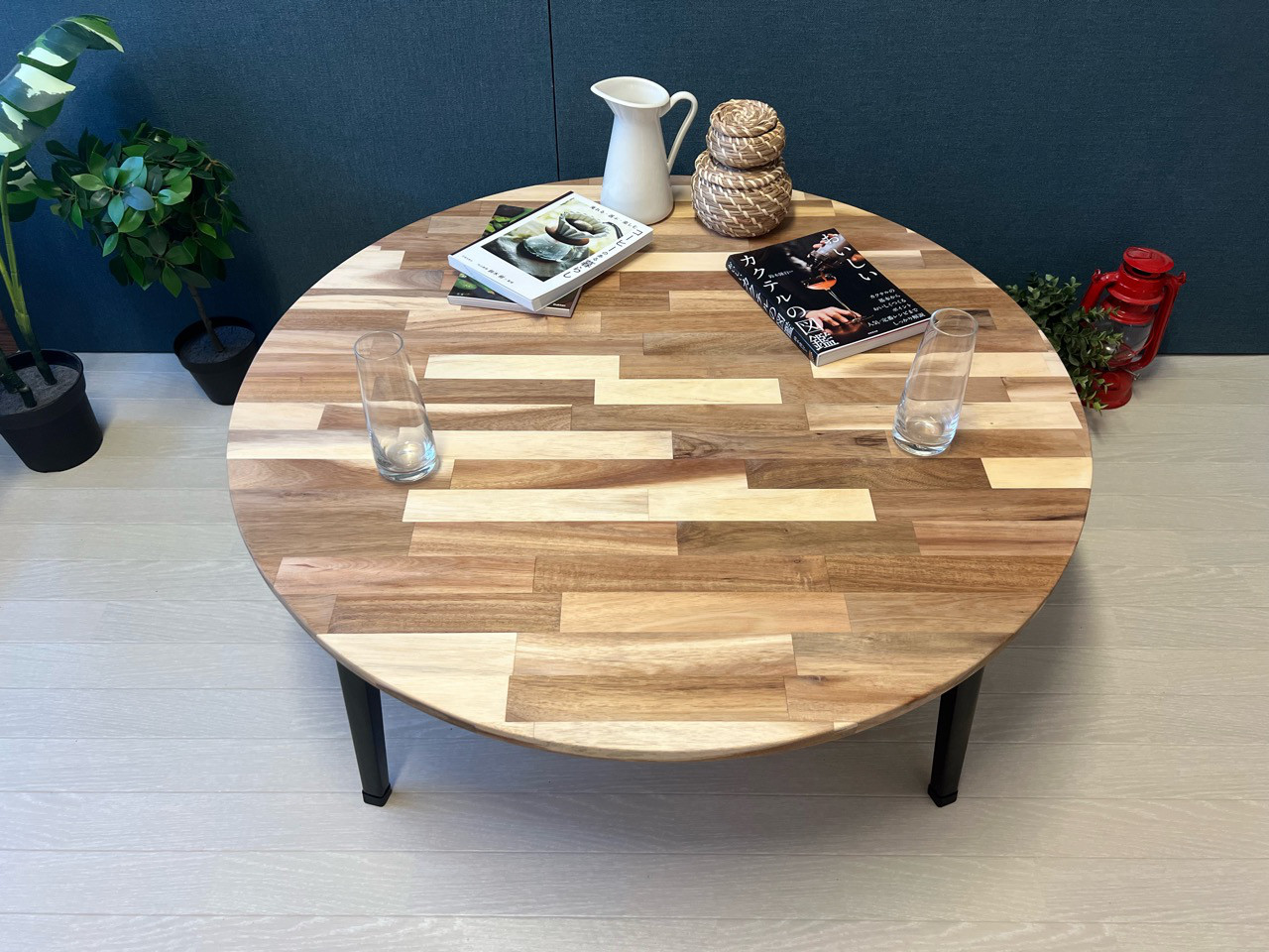 【送料無料】 ローテーブル 丸形 90cm アカシア 折りたたみ脚 改