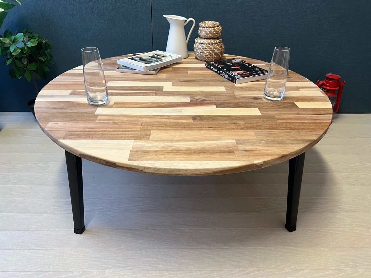 【送料無料】 ローテーブル 丸形 90cm アカシア 折りたたみ脚 改