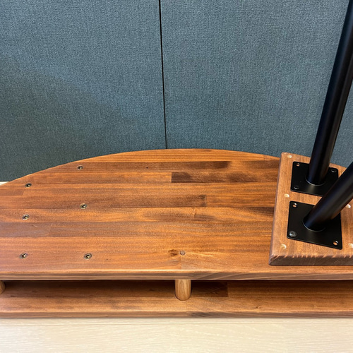 送料無料】 テーブル 三日月形 90cm パイン ウォルナット アイアン