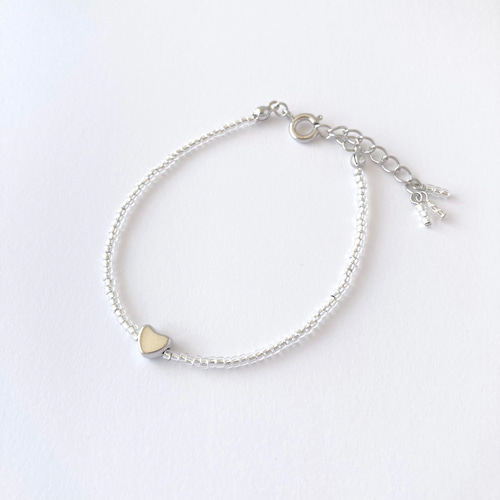 シルバー ハート型チャーム ビーズブレスレット 【公式通販】