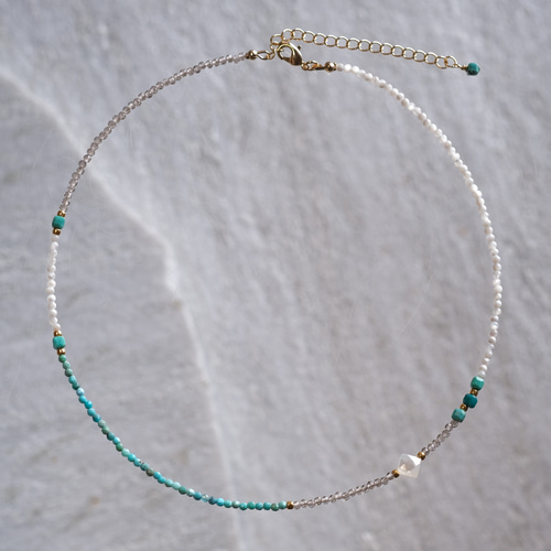 turquoise ＆mother of pearl necklace：天然石ターコイズ