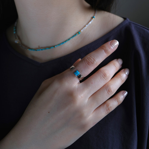turquoise ＆mother of pearl necklace：天然石ターコイズ