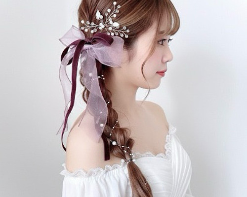 2点セット【ピンク】ベロアリボン ➕ オーガンジーリボン / 卒業式