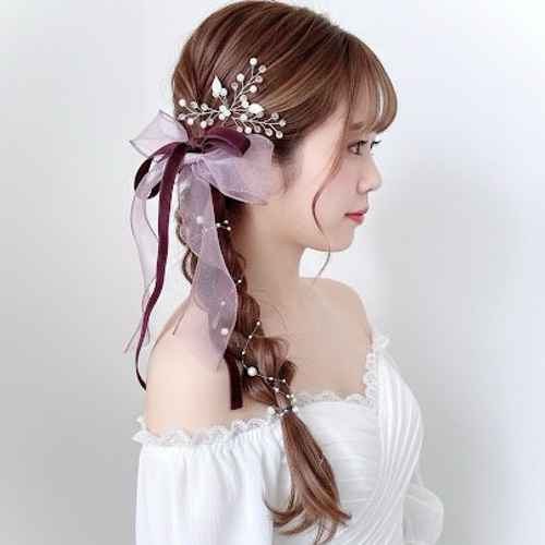 2点セット【ピンク】ベロアリボン ➕ オーガンジーリボン / 卒業式