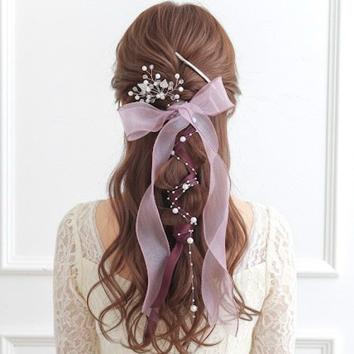 2点セット【ピンク】ベロアリボン ➕ オーガンジーリボン / 卒業式